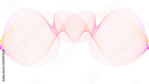 Vector curvy abstract line art wavy flowing dynamic colorful lines white background in concept music or sound, wave, wind, information flow