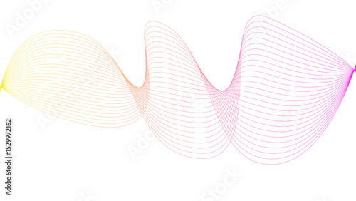 Vector curvy abstract line art wavy flowing dynamic colorful lines white background in concept music or sound, wave, wind, information flow