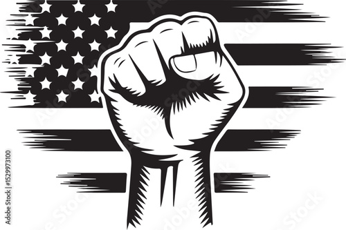 American Patriotism A Raised Fist in Black and White