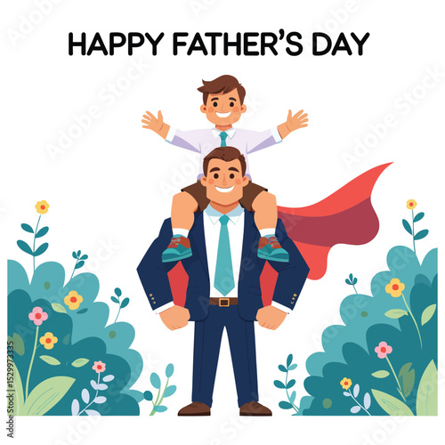 Happy Father's Day: A Superhero Dad Carrying His Son