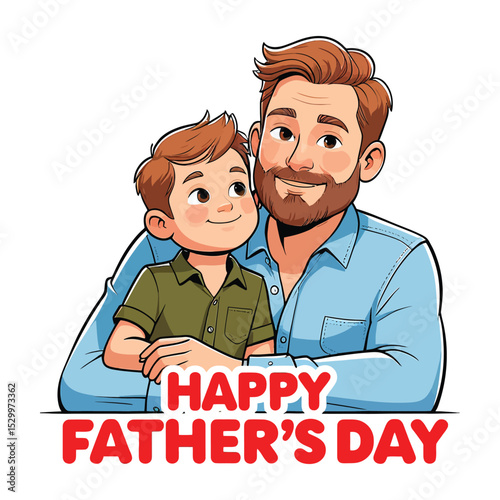 Happy Father's Day: A heartwarming illustration of a father and son embracing