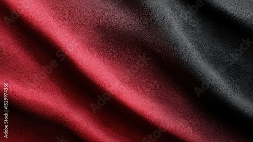Dramatic red and black grained texture background with elegant folds and shadow play