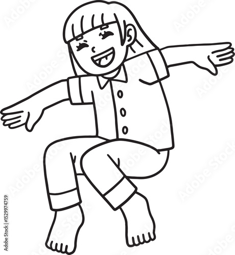 Sleepover Girl Jumping Isolated Coloring Page 