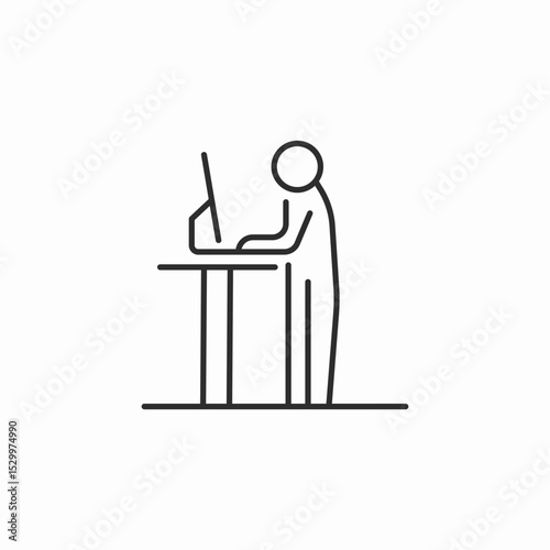 standing work desk icon sign vector
