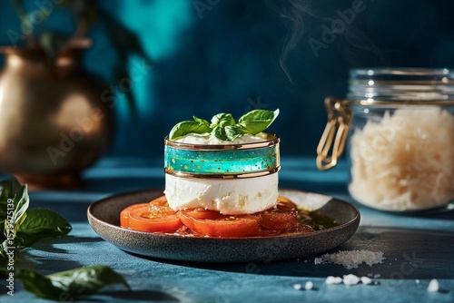Innovative Dish Presented on a Textured Plate With Vibrant Colors and Fresh I...