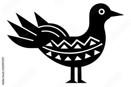 Baltic Folk Bird Vector Art – Traditional Symbol on White Background