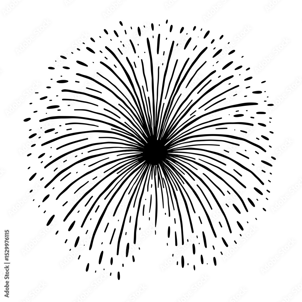 Fototapeta premium Firework explosion in stylized monochrome with radial symmetry