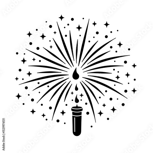 Sparkler with radiating spark effects in festive monochrome style