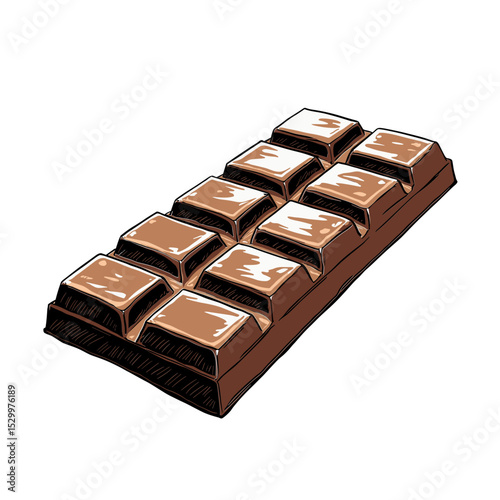 Chocolate bar with detailed square segments in realistic sweet design