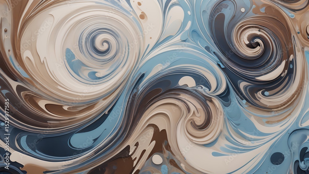 Abstract swirl painting with shades of blue brown and white creating a fluid motion effect Abstract swirl painting with shades of blue brown and white creating a fluid motion effect