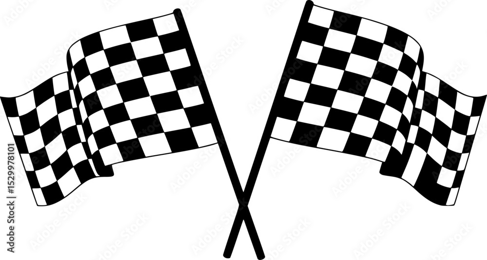 Fototapeta premium Checkered flags isolated on white background, representing racing finish