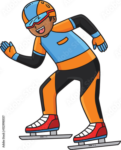 Speed Skating Male at the Starting Line Clipart 