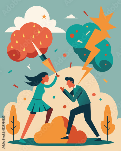 Their mind becomes a battleground as they fight against the psychological forces attempting to control and manipulate their thoughts and actions.. Vector illustration