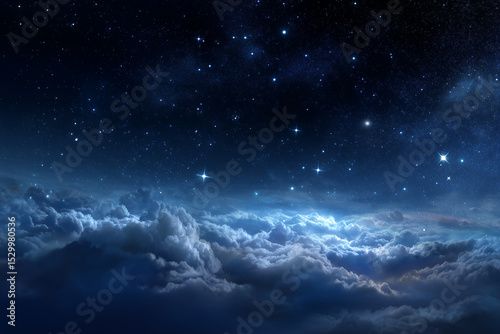 Starry night sky with clouds
