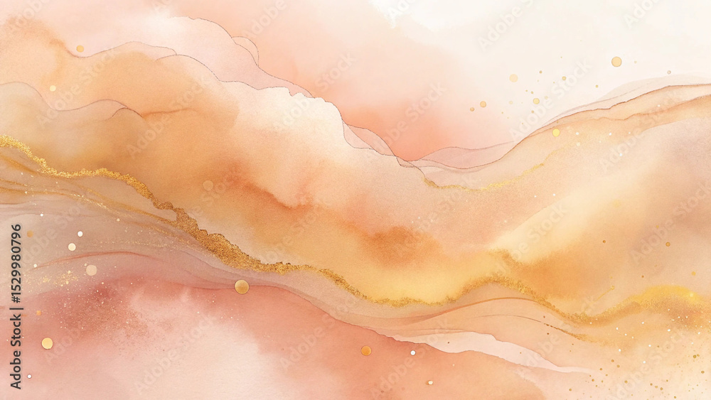 Fototapeta premium abstract watercolor soft peach and radiant gold