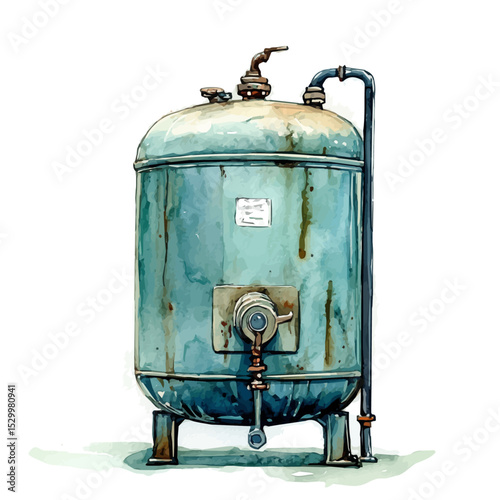 watercolor of Flush Tank, vector, isolated on a white background.