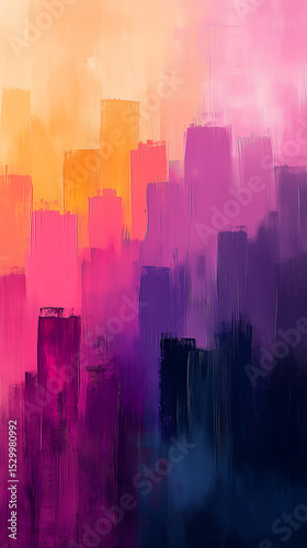 aesthetic abstract composition, flat brush strokes, flat color shapes, soft peach, hazy plum, ivory mist background, minimalist design, elegant, balanced