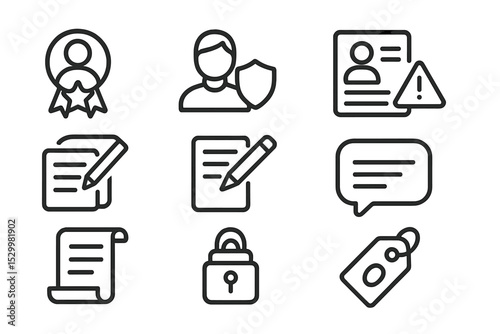 Line Style Forum Icons. Line style icons of forums: thread starter badge, moderator icon, report post symbol, post edit icon,