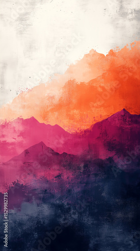 aesthetic abstract composition, flat brush strokes, flat color shapes, soft peach, hazy plum, ivory mist background, minimalist design, elegant, balanced