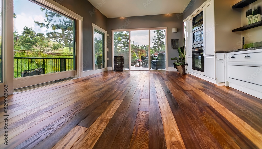 Fototapeta premium low angle shot of a home with luxury vinyl plank flooring