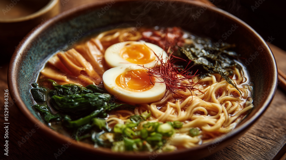 Steaming Bowl of Ramen in a Cozy Japanese Izakaya Steaming Bowl of Ramen in a Cozy Japanese Izakaya