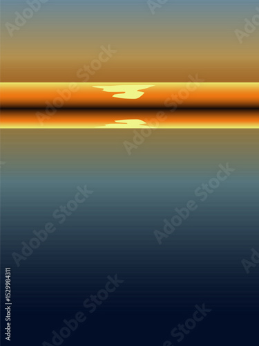
abstract background with smooth lines and waves in orange and blue tones reminiscent of a blooming sea with the sun rising in the distance, To create picturesque backgrounds with a marine mood