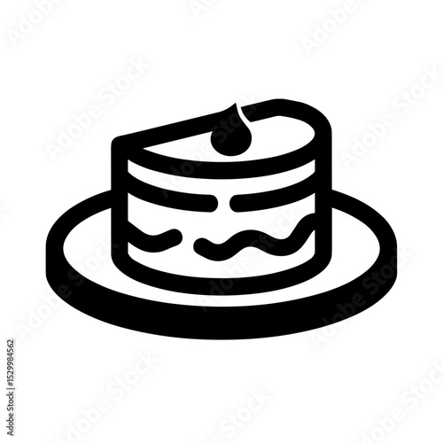 Minimalist hand-drawn cake slice with layers and icing