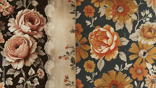vintage floral background rustic wallpaper laces pattren