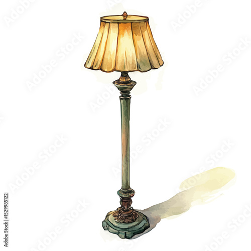 watercolor of Floor Lamp, vector, isolated on a white background.