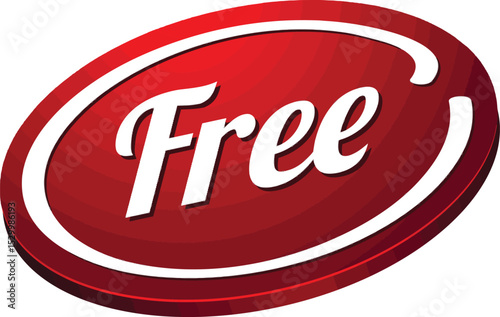 Free Symbol: A bold red emblem showcases the word "Free," offering a visually striking representation of value and accessibility. The design is simple yet effective.