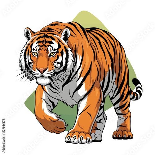 Powerful tiger illustration isolated on white background