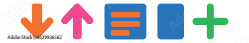 Flat vector icons of expanded and collapsed elements: accordion down, accordion up, menu open, menu collapsed, expand section.