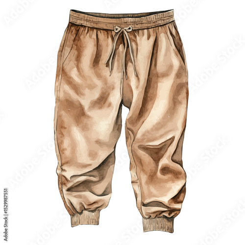 Fleece-lined Pants, watercolor clipart vector, isolated on a white background.