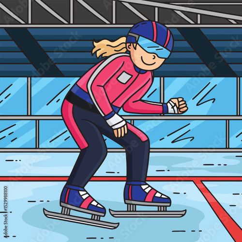 Speed Skating Female at the Starting Line Colored 