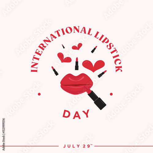 International Lipstick Day emblem design with abstract big lips