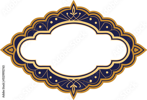 Elegant decorative border frame with gold and navy blue ornate design elements