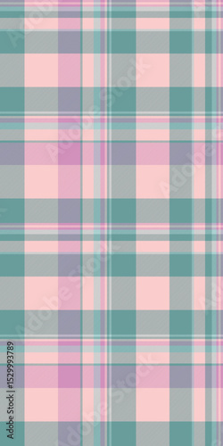 Everyday background vector textile, dimensional texture check seamless. Classic plaid fabric tartan pattern in light and teal colors.