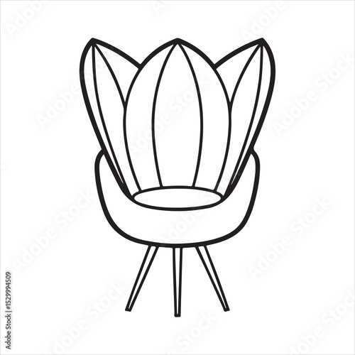 Line art tulip chair illustration
