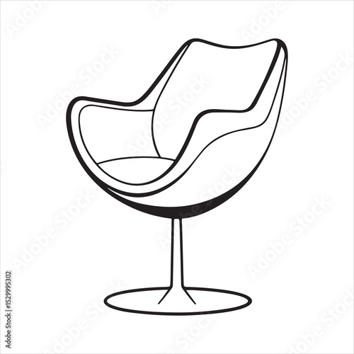 Line art tulip chair illustration