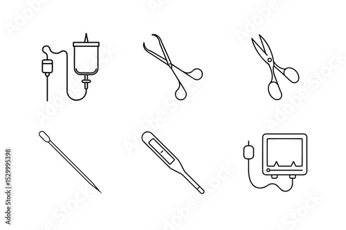 set of medical instruments vector