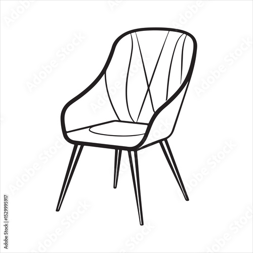 Line art tulip chair illustration