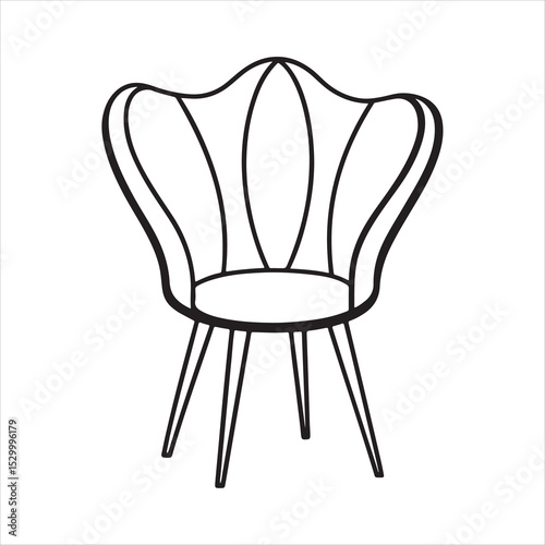 Line art tulip chair illustration