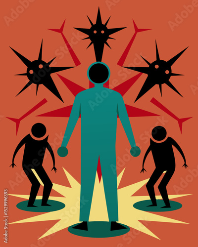 Trying to engage with them was like walking through a field of thorns their toxic aura seemingly designed to push others away.. Vector illustration