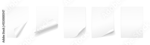 Blank page with curls vector collection. Curled blank page designs