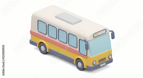 Cartoon Bus Isometric Illustration