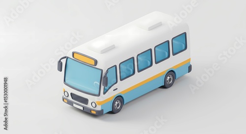 Cartoon Bus: Transportation Icon in 3D Render
