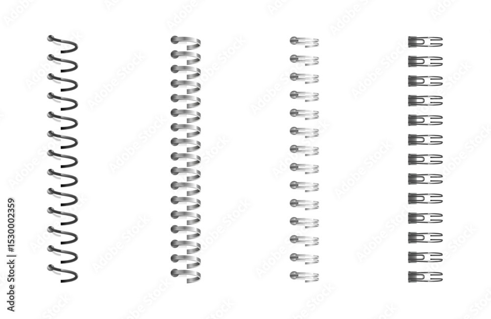 Spiral binding coil for notebook vector collection