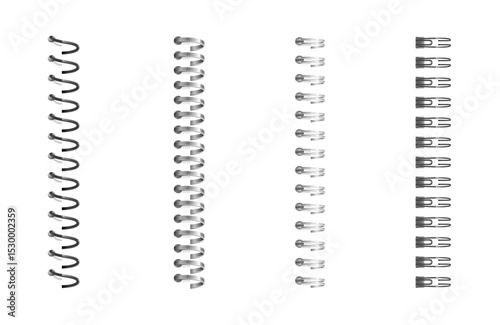 Spiral binding coil for notebook vector collection
