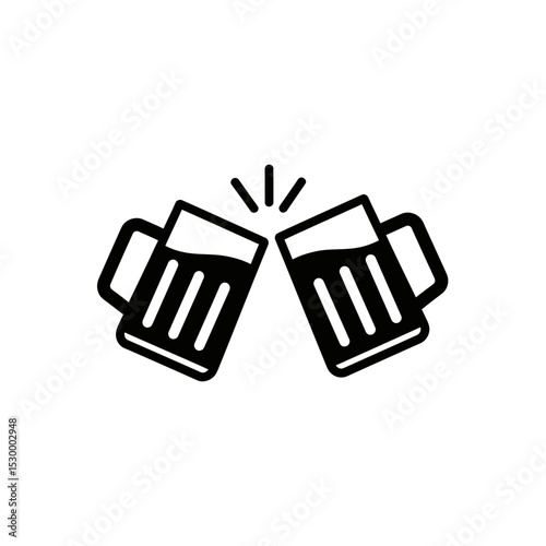 Oktoberfest beer mugs clinking celebration icon