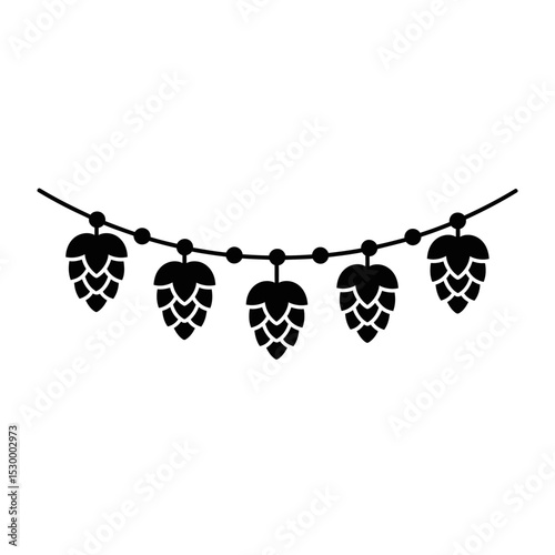 Oktoberfest decorative hop cones garland icon